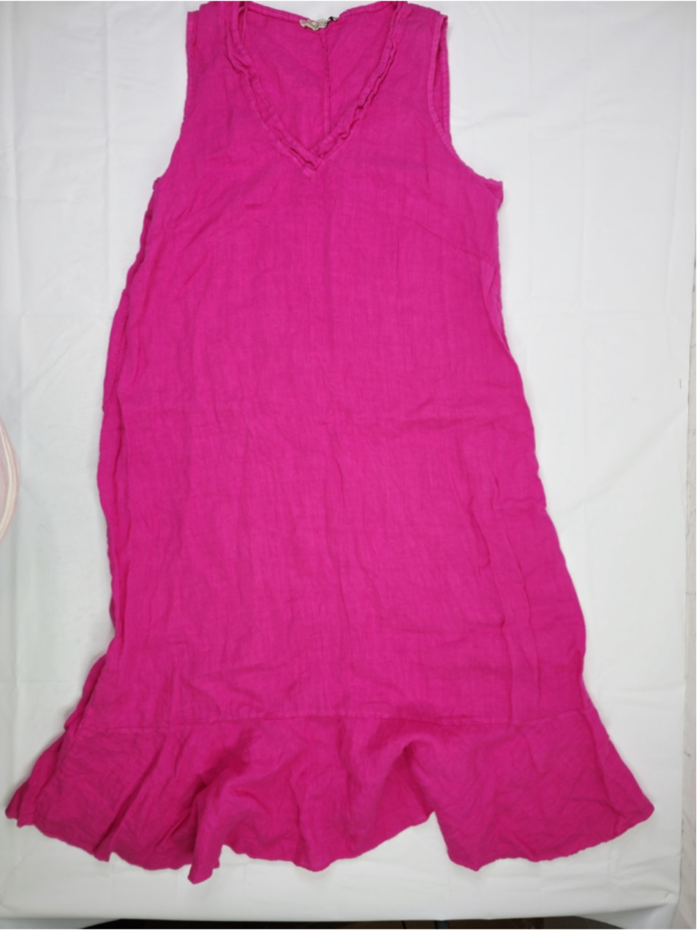 Francesca Bettini Made In Italy 100% Linen V Neck Maxi Dress Pink Size XL